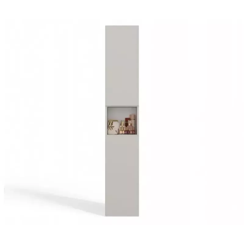 Vonios spintelė su stulpeliais Top E Shop NEL, laisvai pastatoma, 2 durys, kašmyro spalvos laminatas, 1740×310×300 mm, 5 lentynos