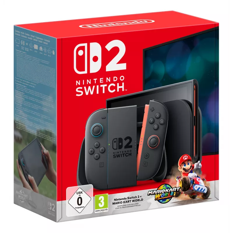 Nintendo Switch 2 + Mario Kart World nešiojama žaidimų konsolė 20,1 cm (7,9 colio) 256 GB lietimui jautrus ekranas Wi-Fi juoda