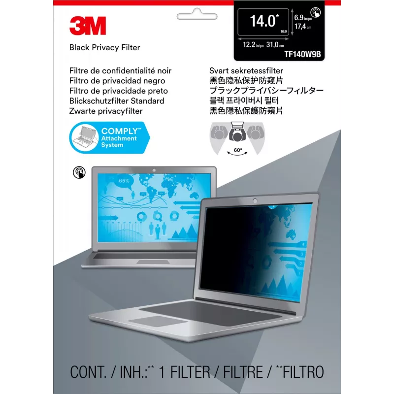 3M 7100194175 ekrano privatumo filtras 39,6 cm (15,6 colio) Nešiojamasis kompiuteris Berėmis ekrano privatumo filtras