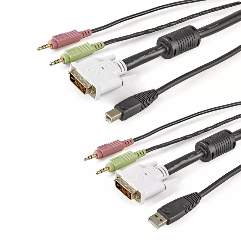StarTech.com 1,8 m 4-in-1 USB DVI KVM laidas su garsu ir mikrofonu