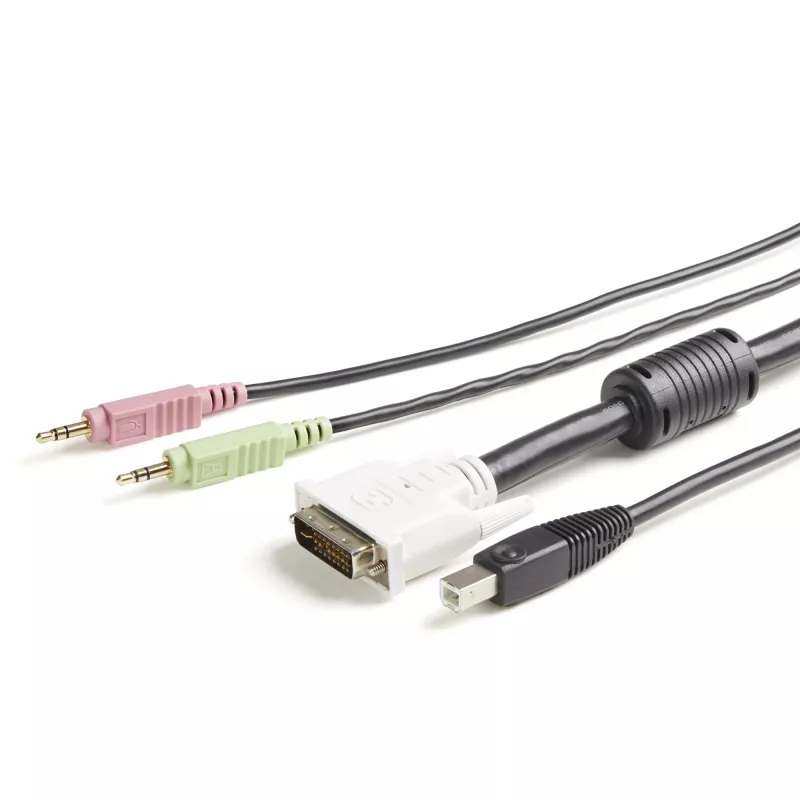 StarTech.com 1,8 m 4-in-1 USB DVI KVM laidas su garsu ir mikrofonu