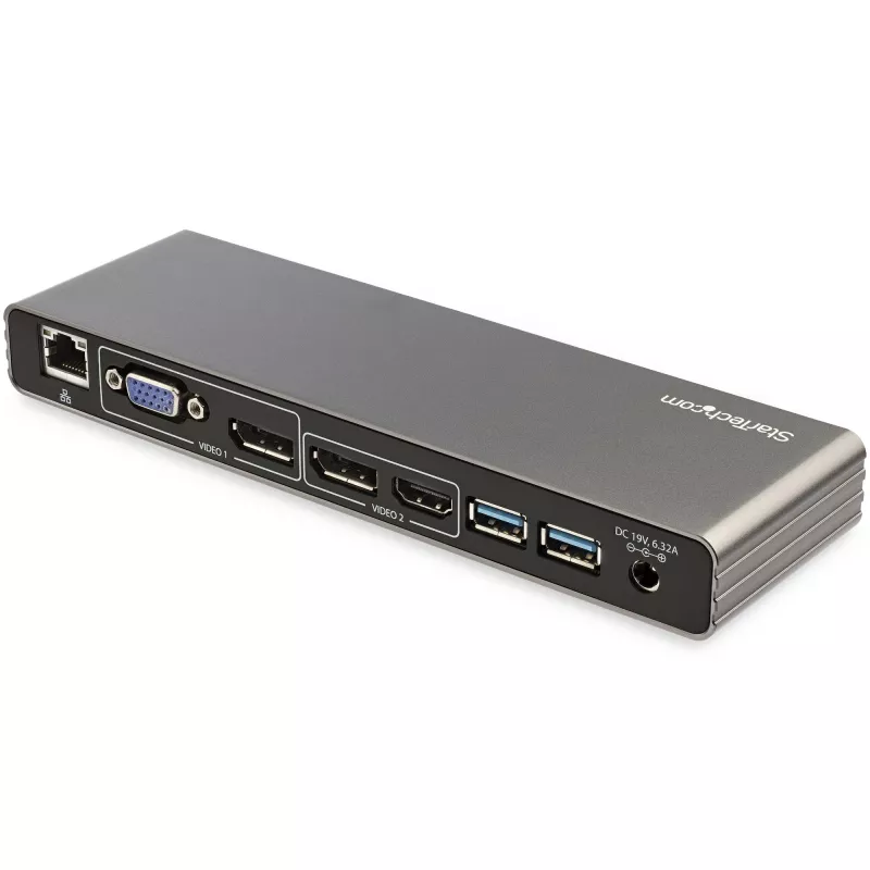 StarTech.com Thunderbolt 3 Dock - Dual 4K 60Hz Monitor TB3 Laptop Docking Station su DisplayPort, HDMI & 1080p VGA - 85W Power Delivery & Charging - 2x USB-A, Ethernet - Mac & Windows