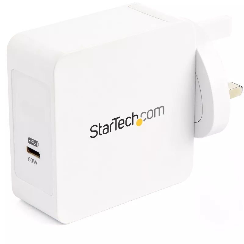 „StarTech.com“ USB-C sieninis įkroviklis – USB-C nešiojamojo kompiuterio 60 W PD įkroviklis – 1,8 m laidas – universalus kompaktiškas C tipo maitinimo adapteris – „Dell XPS“ / „Lenovo X1 Carbon“ / „HP EliteBook“ / „MacBook“ – USB-IF / CE sertifikuotas