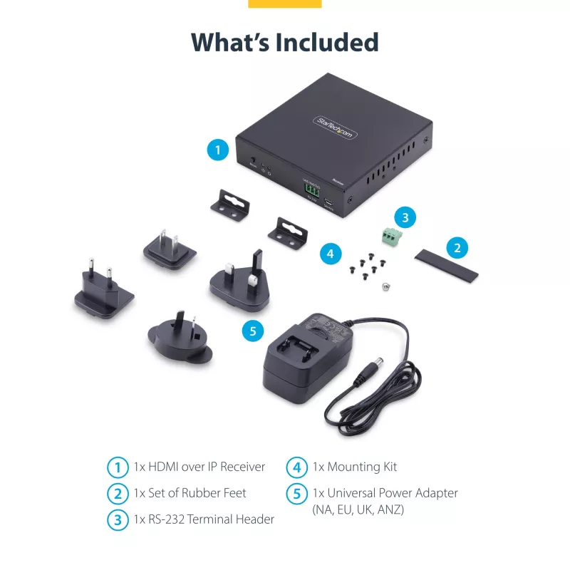 “StarTech.com” HDMI imtuvas per IP tinklą, skirtas IH2006 produktų serijai, 4K 60Hz, be tvarkyklių, AVoIP, komplekte tvirtinimo rinkinys, tik imtuvas