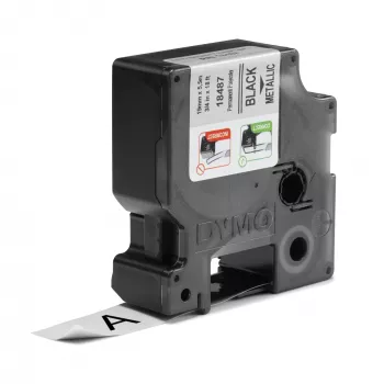 DYMO Rhino Industrial nuolatinės poliesterinės etiketės | 19 mm x 5,5 m | Juodas spaudinys ant metalo | Lipnios | skirtos Rhino ir LabelManager etikečių spausdintuvams