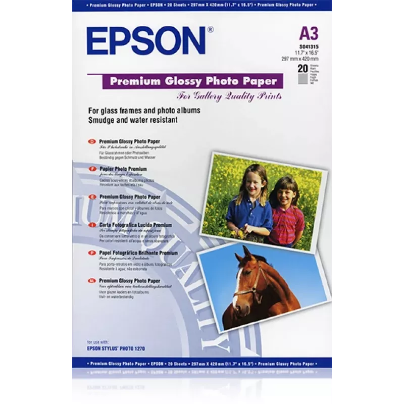 Epson Premium Glossy Photo Paper, DIN A3, 255g/m², 20 lapų