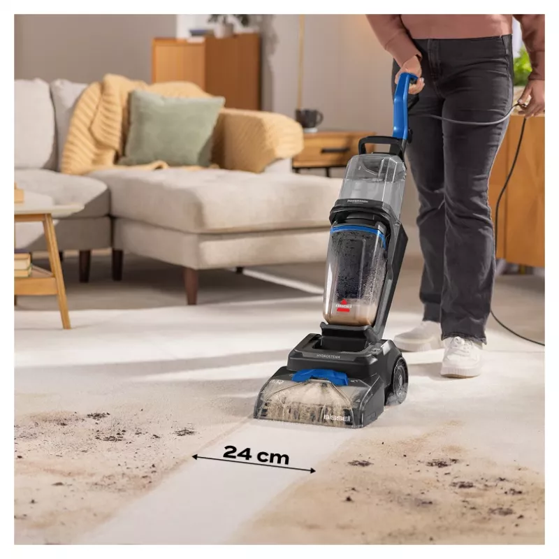 Bissell PowerWash HydroSteam kilimų valymo mašina, stumdoma, giliam valymui, juoda, mėlyna, titano spalvos