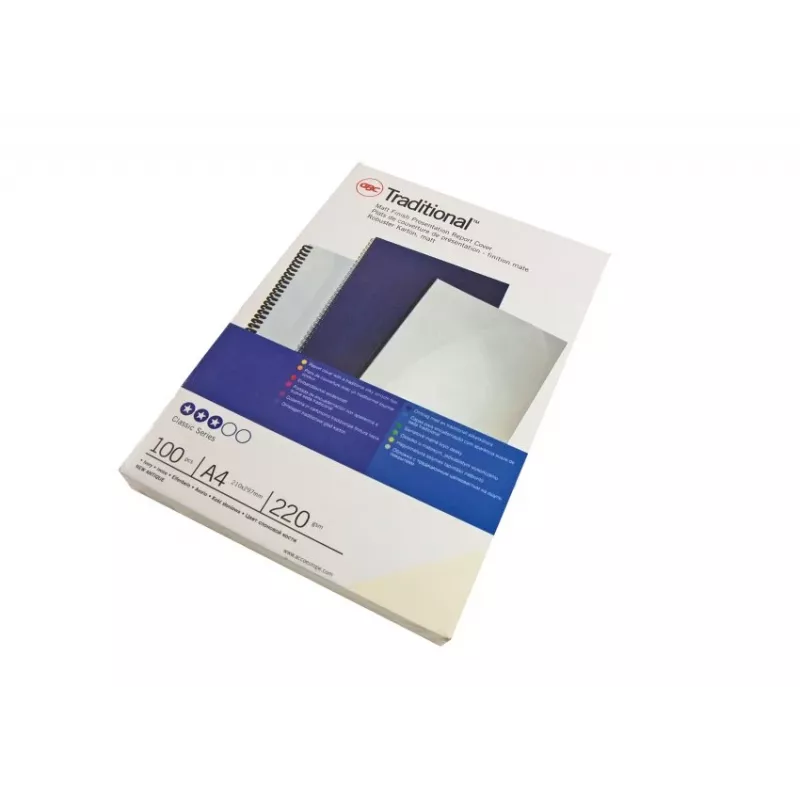 GBC Binding Cover A4 Plain 250 gsm, A4, kartonas, balta, matinė, 100 lapų, 2,2 kg