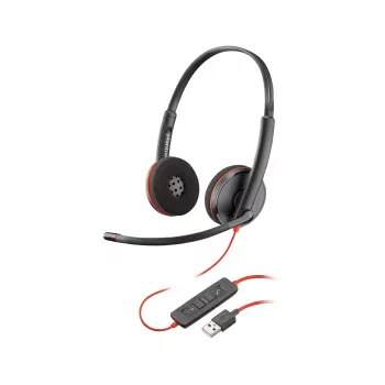 HP Poly Poly Juodawire 3220 Stereo USB-A ausinės (masinis pakavimas), laidinės, biurui / skambučių centrui, 20–20000 Hz, 87 g, galvos juostos tipo, juodos