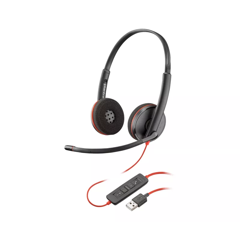 HP Poly Poly Juodawire 3220 Stereo USB-A ausinės (masinis pakavimas), laidinės, biurui / skambučių centrui, 20–20000 Hz, 87 g, galvos juostos tipo, juodos