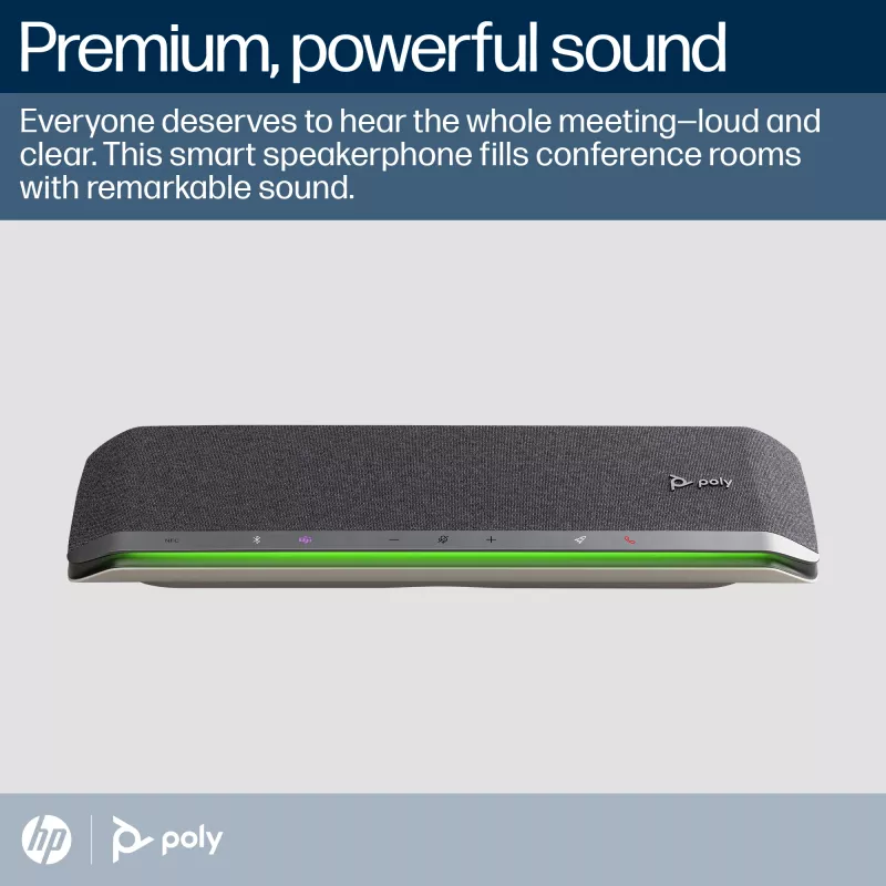 HP Poly Sync 60 Microsoft Teams sertifikuota konferencinė garsiakalbė, Sidabrinė, RoHS, Federalinių ryšių komisija (FCC), CE, 37 mm, 116 mm, 394 mm, 1 kg