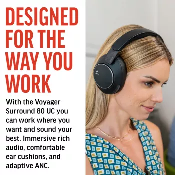 HP Poly Voyager Surround 80 UC USB-C ausinės +USB-C/A adapteris