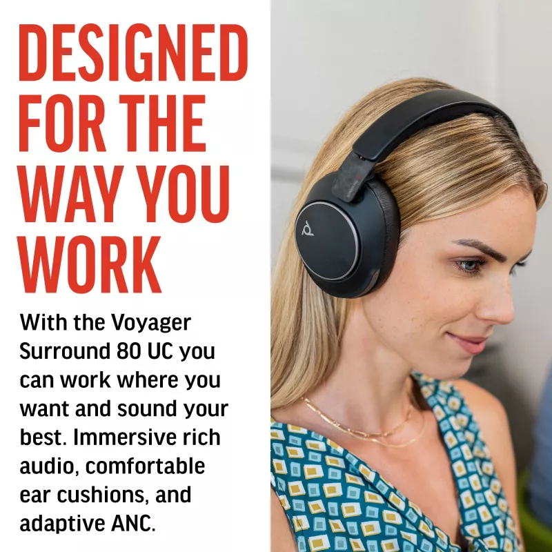 HP Poly Voyager Surround 80 UC USB-C ausinės +USB-C/A adapteris