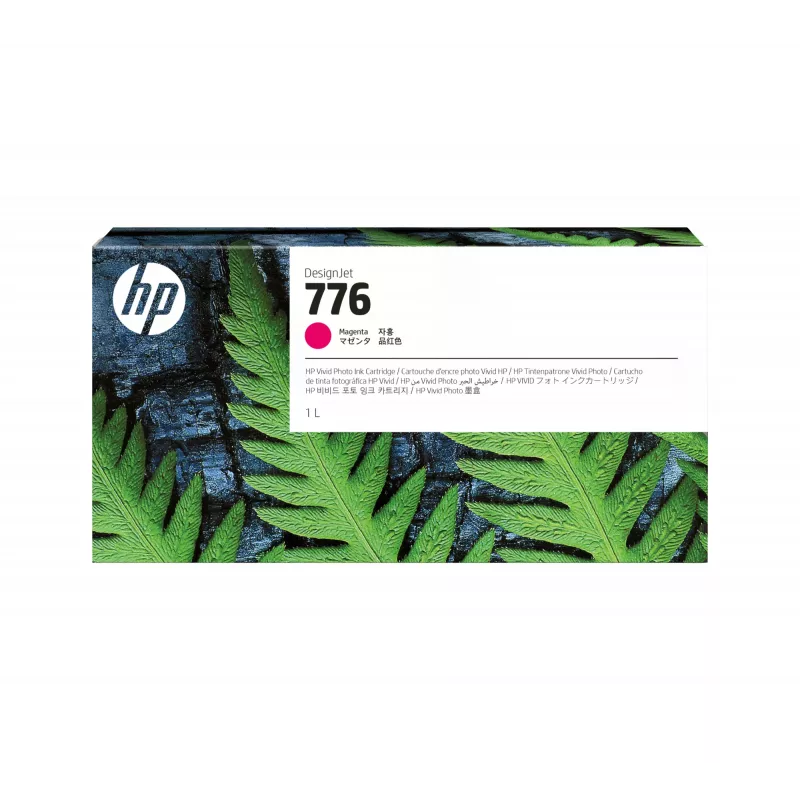 HP 776 1 litro purpurinės spalvos rašalo kasetė, HP DesignJet Z9+ Pro spausdintuvas, terminis rašalinis, purpurinė, Singapūras, 243 mm, 64 mm