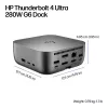 “HP Thunderbolt 4 Ultra 280W G6” dokas, laidinis, “Thunderbolt 4”, 280 W, 10,100,1000,2500 Mbit/s, pilkas, 8K Ultra HD