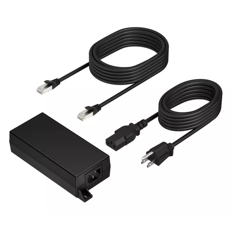 HP Poly PoE++ 65W 2.5G adapteris su 3,66 m CAT6A kabeliu ir maitinimo laidu