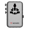 Verbatim Charge 'n' Travel 100W Universal Travel Adapter su ištraukiamu kabeliu, juodas