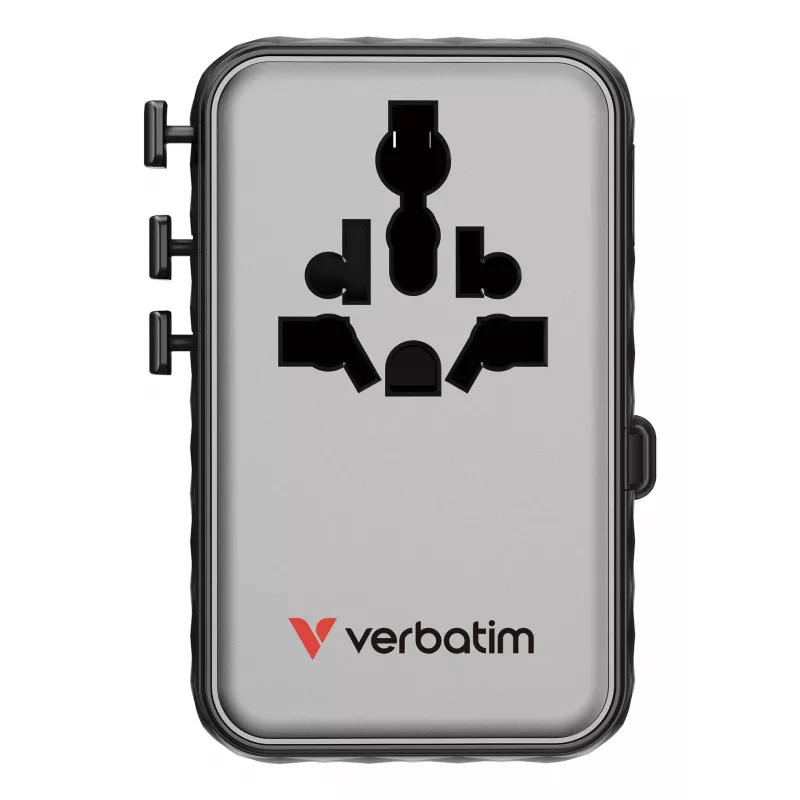 Verbatim Charge 'n' Travel 100W Universal Travel Adapter su ištraukiamu kabeliu, juodas