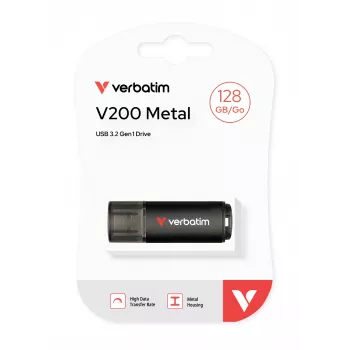 Verbatim V200 Metal USB Drive 128 GB, 128 GB, USB Type-A, 3.2 Gen 1 (3.1 Gen 1), 200 MB/s, Cap, Juoda