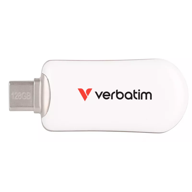 Verbatim Plectra USB-C Flash Drive White 128GB, 128 GB, USB Type-C, 3.2 Gen 1 (3.1 Gen 1), 100 MB/s, Capless, White