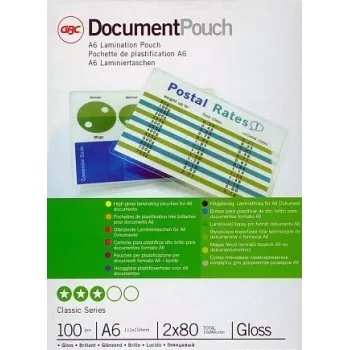 GBC laminavimo įmautė A6 80 mikronų, blizgi, skaidri, A6, 111 mm, 154 mm, 100 vnt.