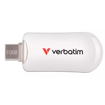 Verbatim Plectra USB-C Flash Drive White 512GB, 512 GB, USB Type-C, 3.2 Gen 1 (3.1 Gen 1), 100 MB/s, Capless, White