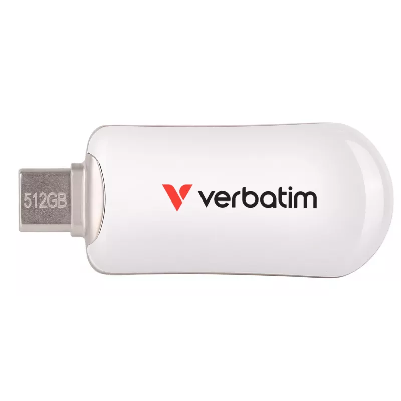 Verbatim Plectra USB-C Flash Drive White 512GB, 512 GB, USB Type-C, 3.2 Gen 1 (3.1 Gen 1), 100 MB/s, Capless, White