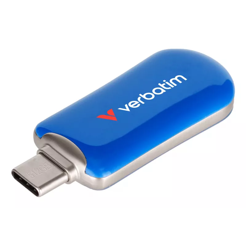 Verbatim Plectra USB-C Flash Drive Blue 512GB, 512 GB, USB Type-C, 3.2 Gen 1 (3.1 Gen 1), 100 MB/s, Capless, Blue