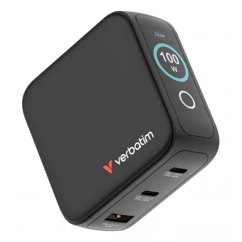 Verbatim Mini GaN Charger 100W su Display, Indoor, AC, 20 V, Juoda