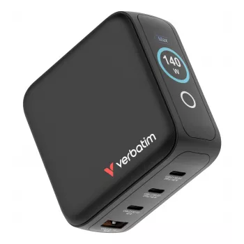 Verbatim Mini GaN Charger 140W su Display, Indoor, AC, 28 V, Juoda