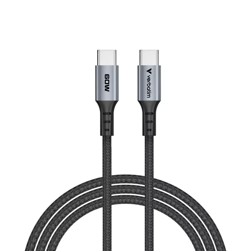 Verbatim Sync & Charge kabelis - 60W USB-C į USB-C 120 cm, 1.2 m, USB C, USB C, USB 2.0, 0.48 Gbit/s, Juoda