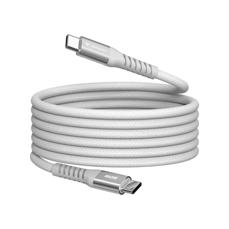 Verbatim Sync & Charge magnetinis laidas - 60W USB-C į USB-C 120 cm pilkas