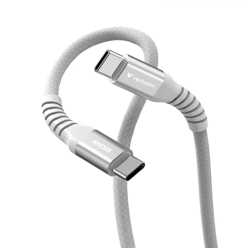 Verbatim Sync & Charge magnetinis laidas - 60W USB-C į USB-C 120 cm pilkas