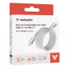 Verbatim Sync & Charge magnetinis laidas - 60W USB-C į USB-C 120 cm pilkas