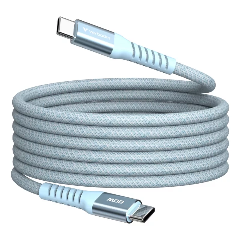 Verbatim Sync & Charge magnetinis laidas - 60W USB-C į USB-C 120 cm mėlynas