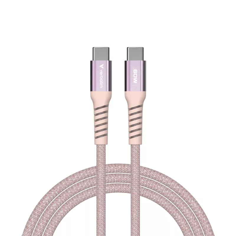 Verbatim Sync & Charge Magnetic kabelis - 60W USB-C į USB-C 120 cm rožinis