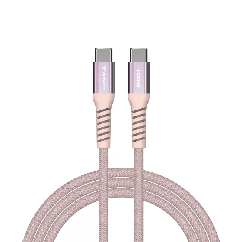 Verbatim Sync & Charge magnetinis laidas - 100 W USB-C į USB-C 120 cm rožinis