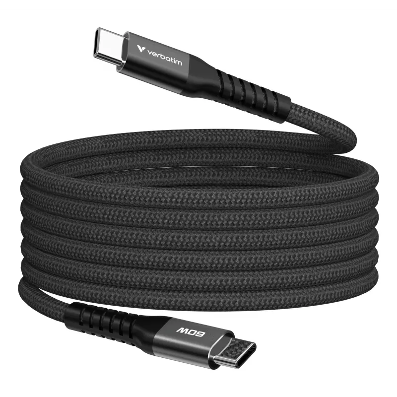 Verbatim Sync & Charge Magnetinis Laidas - 60W USB-C į USB-C 120 cm Juodas