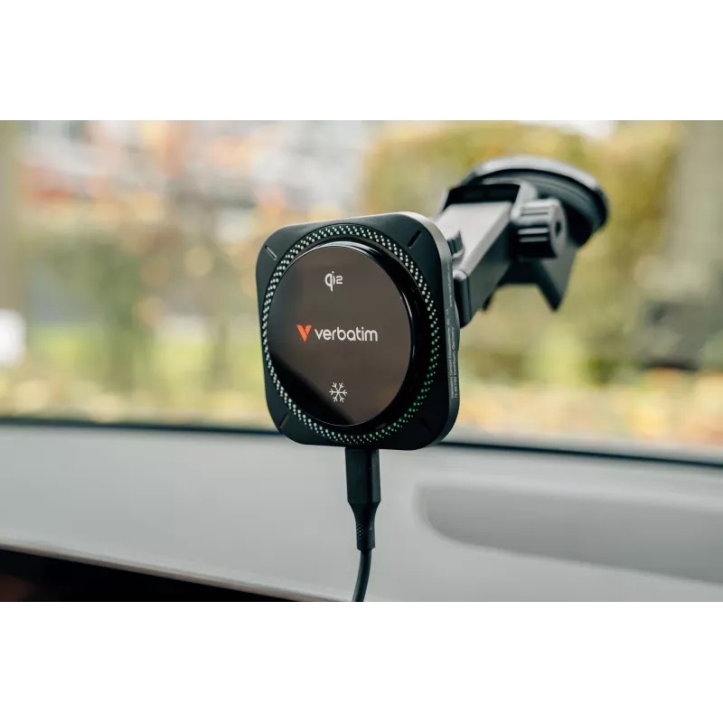 Verbatim Charge 'n' Drive Qi2 Magnetinis Belaidis Automobilinis Įkroviklis RGB