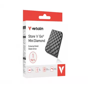 Verbatim Store 'n 'Go Mini Diamond USB-C 1TB juoda, 1 TB, USB Type-C, 3.2 Gen 2 (3.1 Gen 2), 1000 MB/s, juoda
