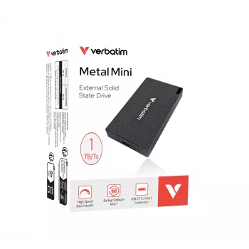 Verbatim Metal Mini SSD USB-C 3.2 Gen 2 1 TB, 1 TB, USB Type-C, USB 3.2 Gen 2x2, 2000 MB/s, 10 Gbit/s, Pilka