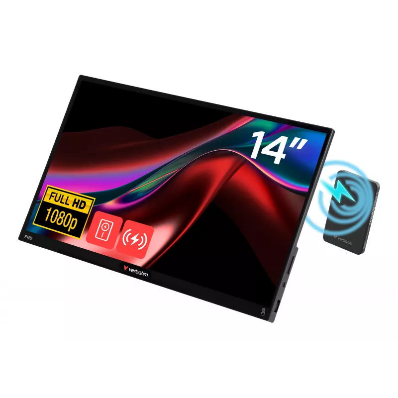 Verbatim Portable Touchscreen Monitor Light 14 inch Full HD 1080p & Wireless Power Supply