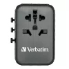Verbatim UTA-05 65W GaN III Universalaus kelionių adapteris su 2 x USB-C PD & QC 4+ ir 2 x USB-A prievadais