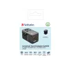 Verbatim UTA-06 100W GaN III universalus kelionių adapteris su 2 x USB-C PD ir QC 4+ bei 2 x USB-A QC 3.0 prievadais