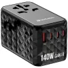 Verbatim UTA-10 140W GaN III universalus kelioninis adapteris su 2 x USB-C PD 3.1 ir QC 4+, 1 x USB-C PD 3.0 ir 1 x USB-A QC 3.0 prievadais