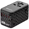 Verbatim UTA-10 140W GaN III universalus kelioninis adapteris su 2 x USB-C PD 3.1 ir QC 4+, 1 x USB-C PD 3.0 ir 1 x USB-A QC 3.0 prievadais