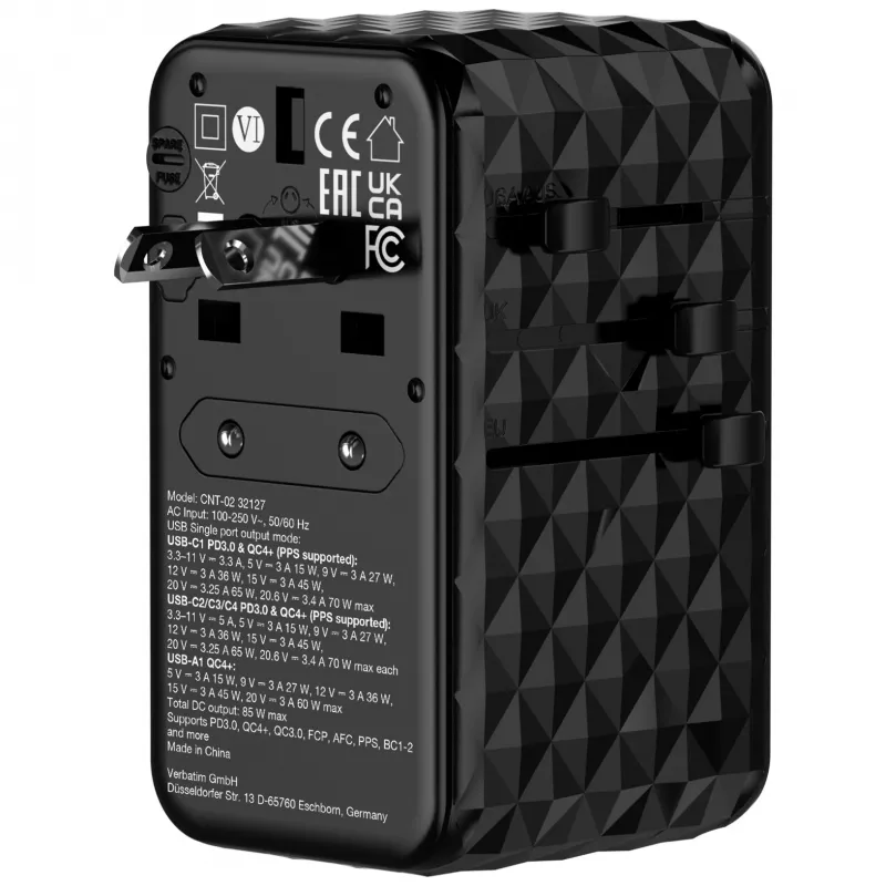 Verbatim Charge 'n' Travel Diamond 85W Retractable kabelis CNT-02