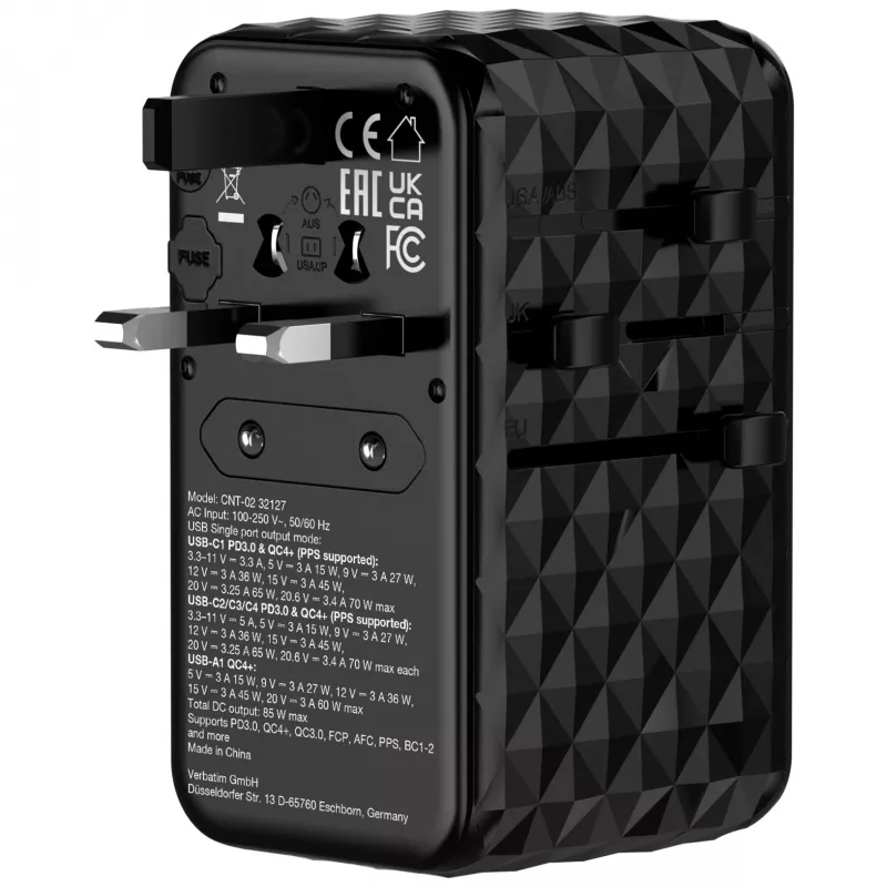 Verbatim Charge 'n' Travel Diamond 85W Retractable kabelis CNT-02