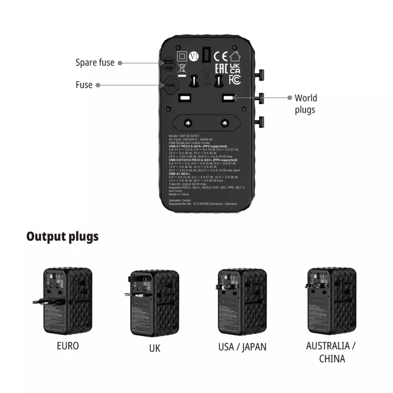 Verbatim Charge 'n' Travel Diamond 85W Retractable kabelis CNT-02