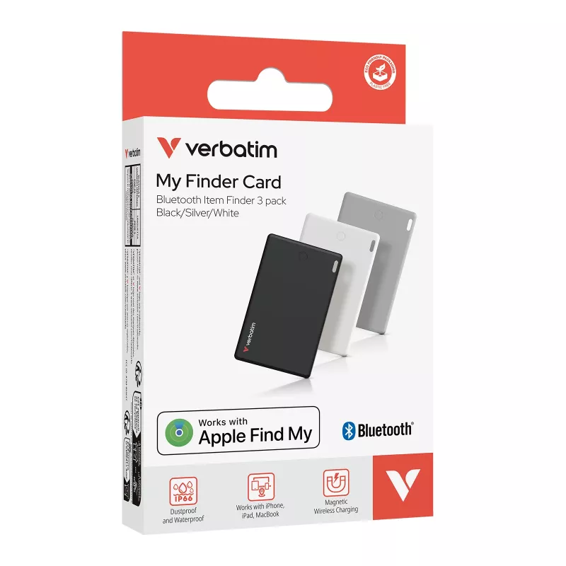 Verbatim My Finder Card Bluetooth daiktų sekiklis 3 vnt. pakuotėje Juoda / Sidabrinė / Balta
